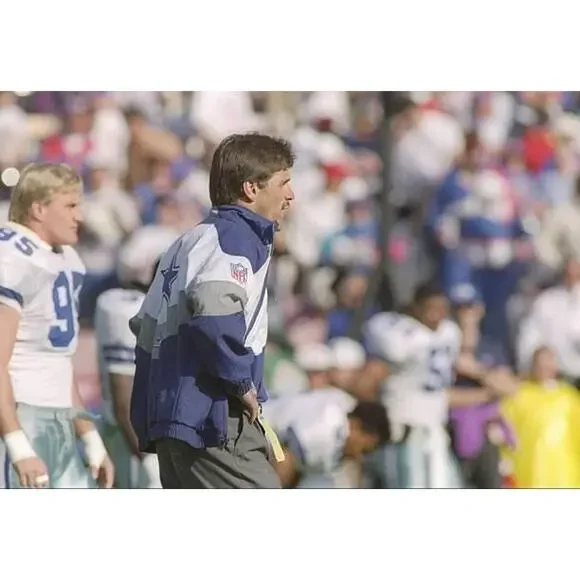 Dallas Cowboys 1993 APEX puffer Wave jacket zip M blue silver NFL Pro Line vtg - Picture 5 of 10